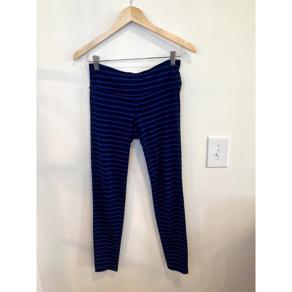 Athleta Navy Blue Striped High Rise Yoga Leggings Small Athleisure